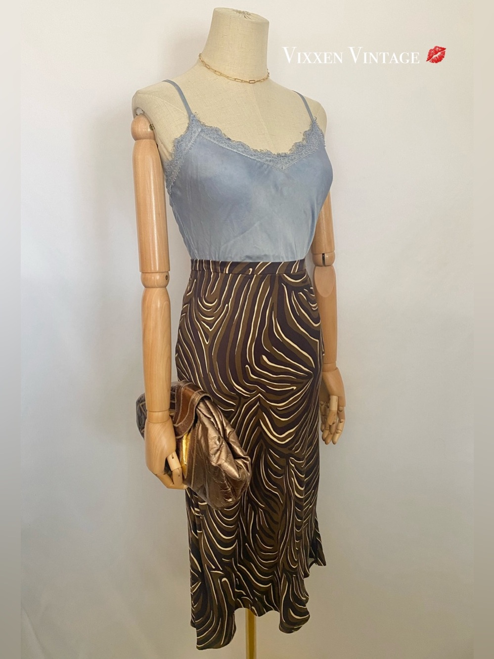 VINTAGE Y2K NINA KENDOSA PARIS LACE TRIM CAMI IN ICY BLUE